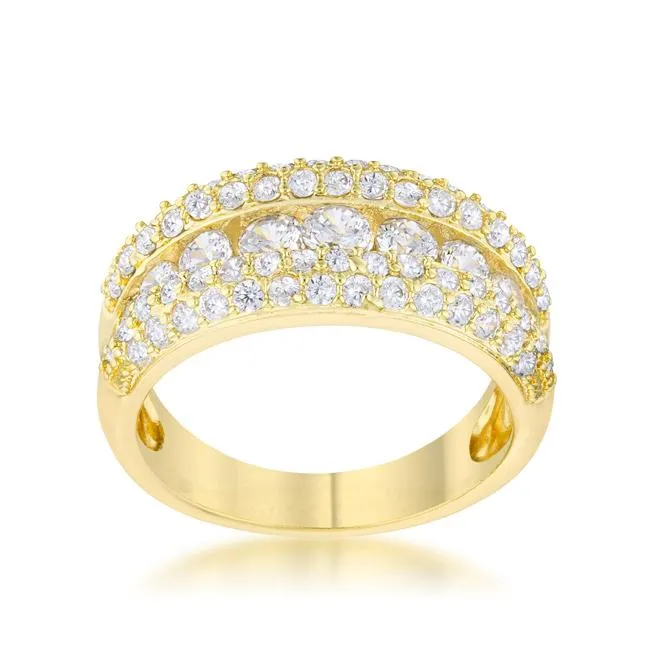 Luna CZ Gold Classic Band Ring | 1.1ct | 14k Gold