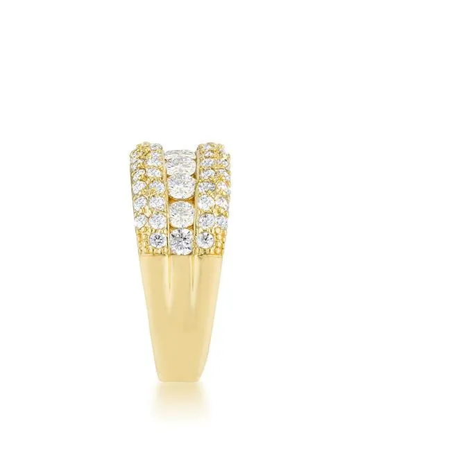 Luna CZ Gold Classic Band Ring | 1.1ct | 14k Gold