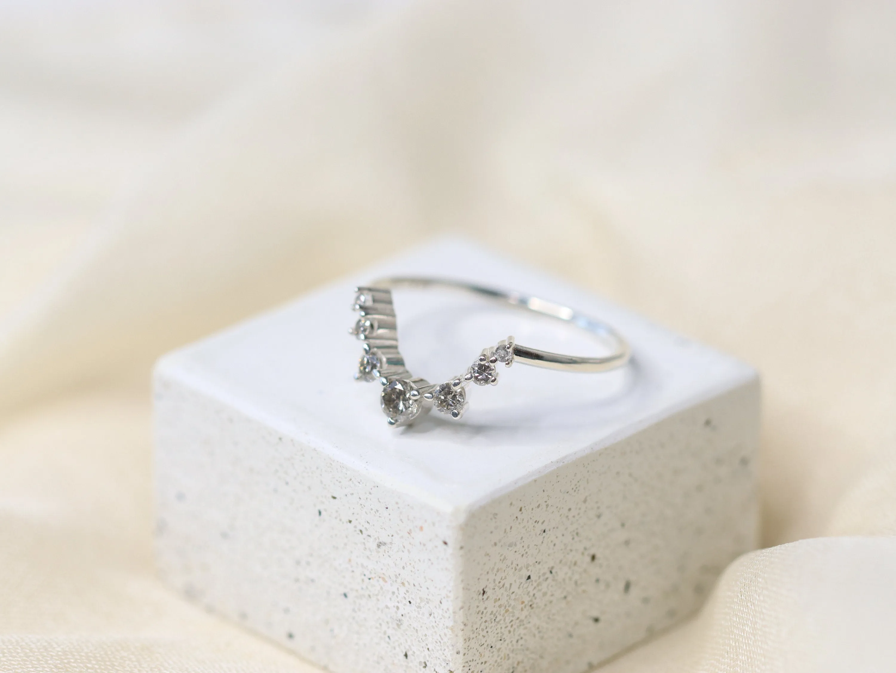 Luxe Artemis Crown Ring, Salt and Pepper Diamond Ring