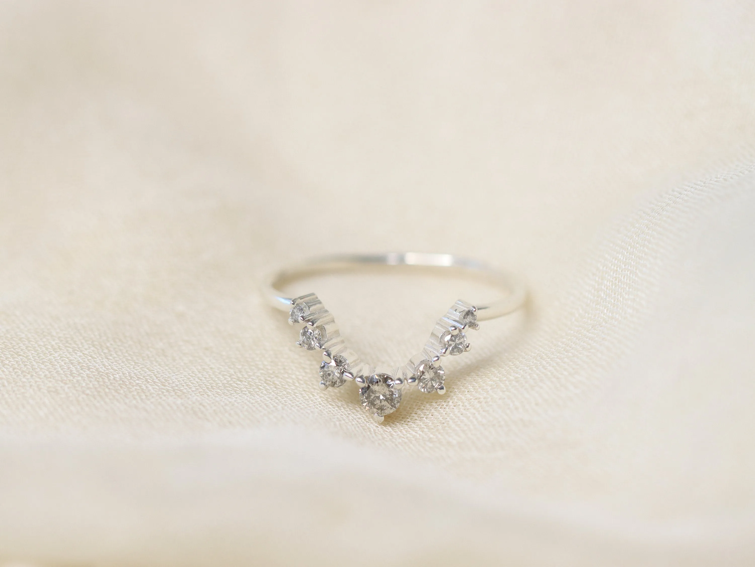 Luxe Artemis Crown Ring, Salt and Pepper Diamond Ring