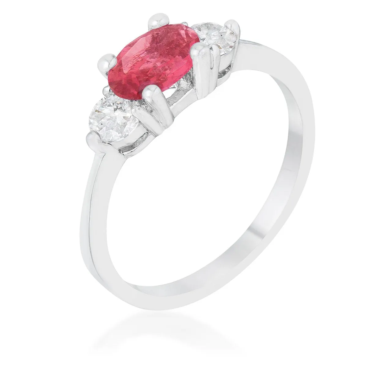 Miranna Three Stone Fuchsia Oval Engagement Ring | 1.5ct