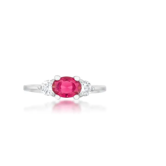 Miranna Three Stone Fuchsia Oval Engagement Ring | 1.5ct