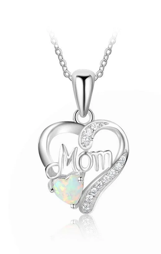 MOM OPAL HEART NECKLACE