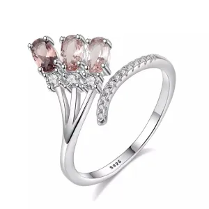 Morganite Simulant Faux Wrap Silver Ring