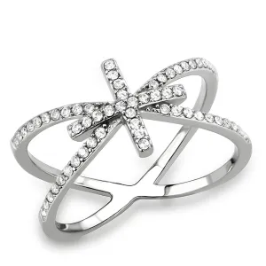 no plating Stainless Steel Ring AAA GRD CZ Clear DA353 for Women Style High