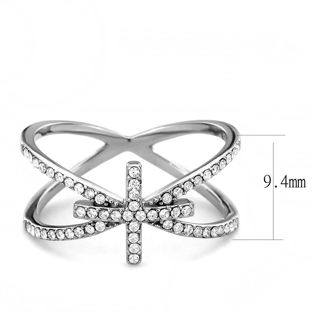 no plating Stainless Steel Ring AAA GRD CZ Clear DA353 for Women Style High