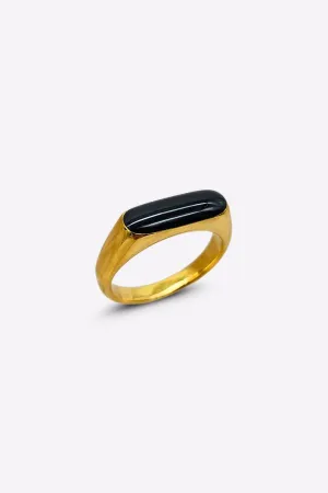 Oblong Gold with Raised Black Enamel Ring