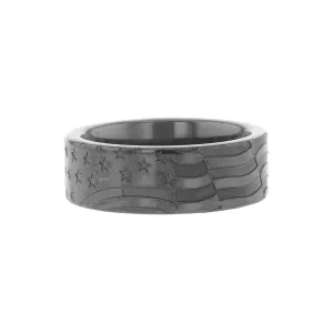 Old Glory Black Ceramic Wedding Ring