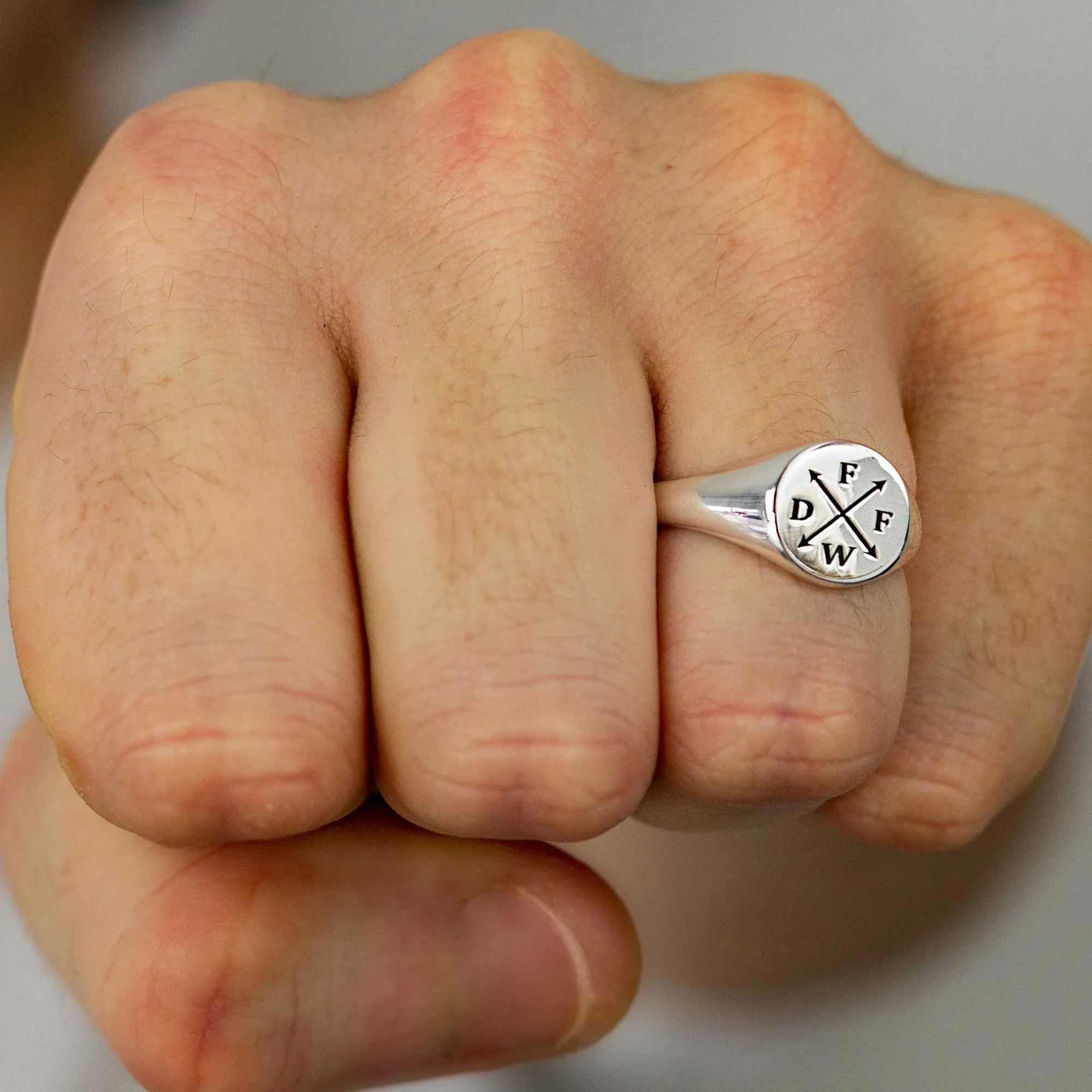 Personalised Family Initials Silver Signet Ring