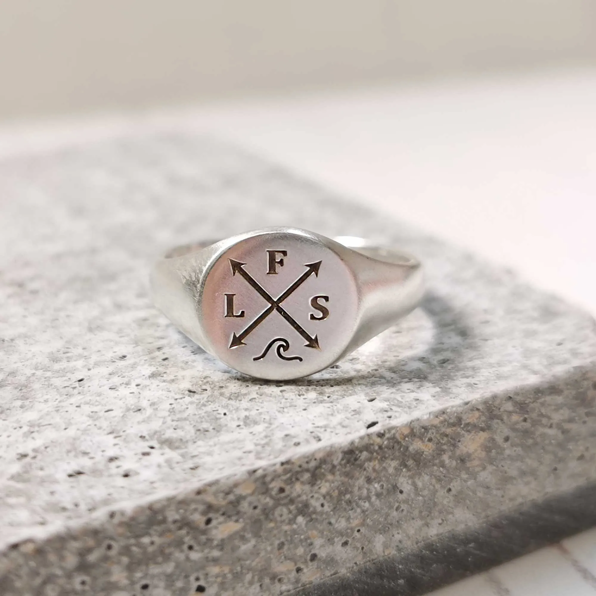 Personalised Family Initials Silver Signet Ring