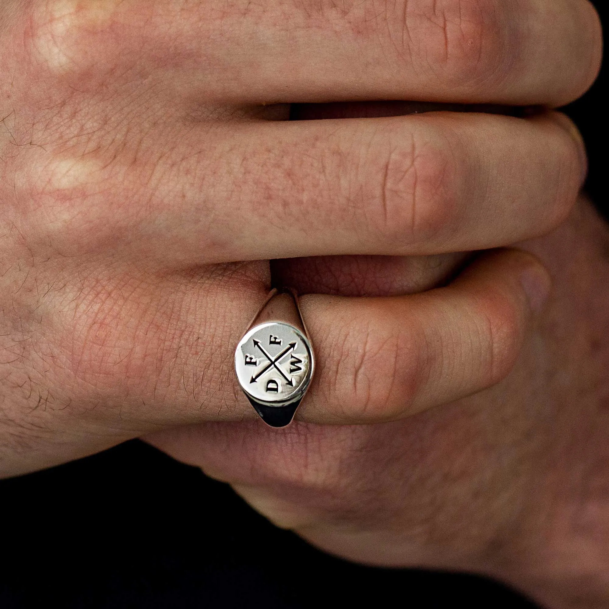 Personalised Family Initials Silver Signet Ring