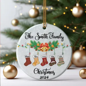 Personalized Family Stocking Ornament With Names and Year, Personalized Family Ornament CX01-29