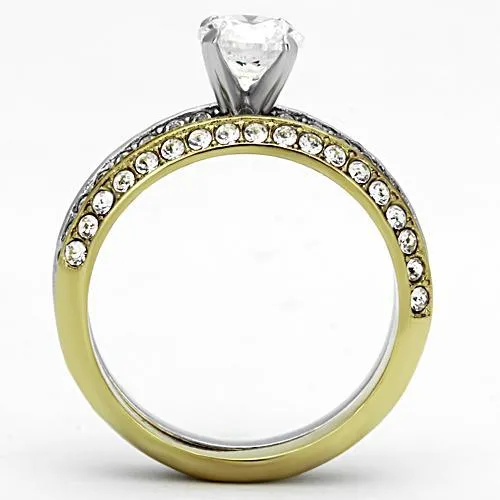 Plating Stainless Steel Ring AAA GRD CZ Clear TK967 for Women Style TK967