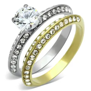 Plating Stainless Steel Ring AAA GRD CZ Clear TK967 for Women Style TK967