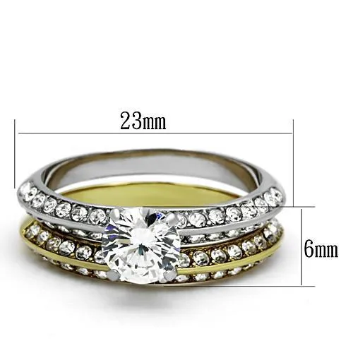 Plating Stainless Steel Ring AAA GRD CZ Clear TK967 for Women Style TK967