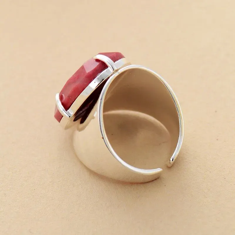 Premium Big Red Natural Stone Ring