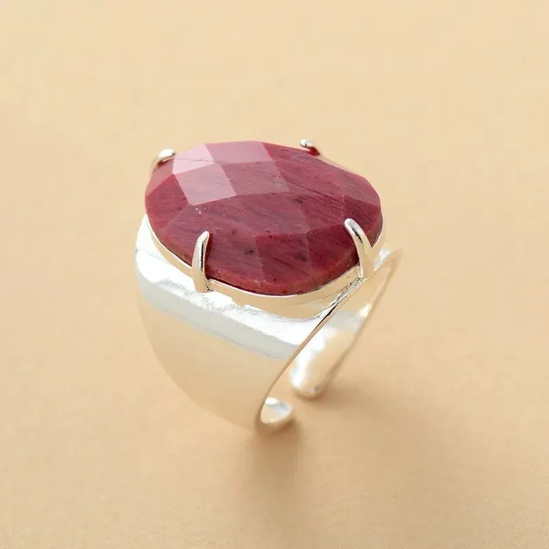 Premium Big Red Natural Stone Ring