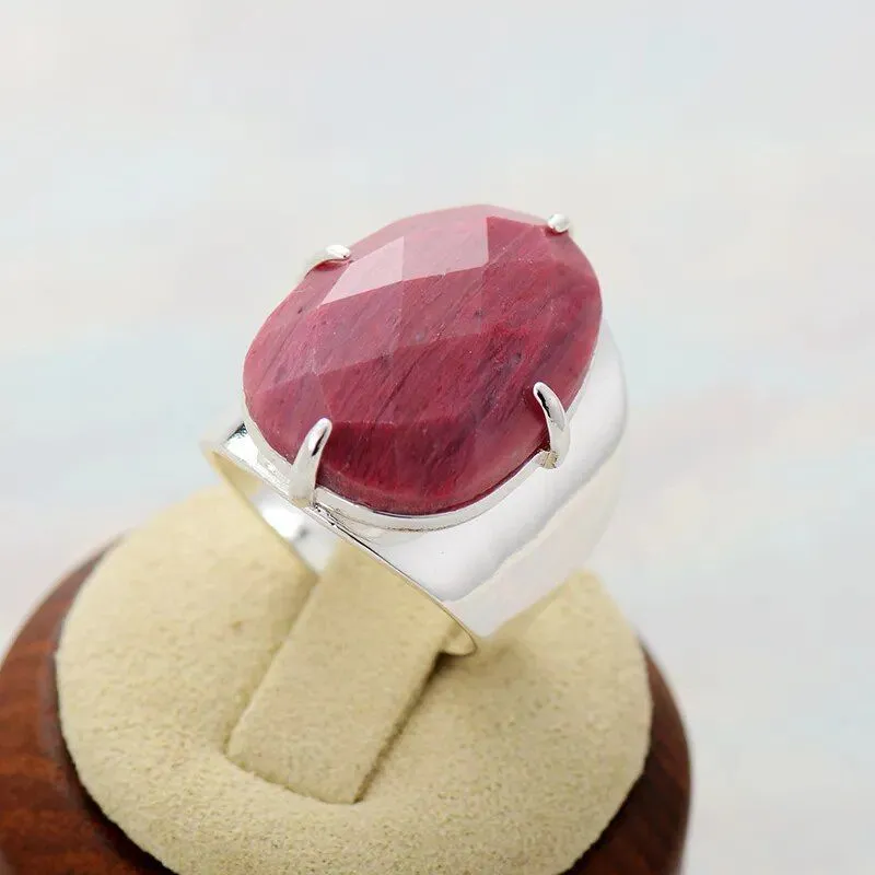 Premium Big Red Natural Stone Ring