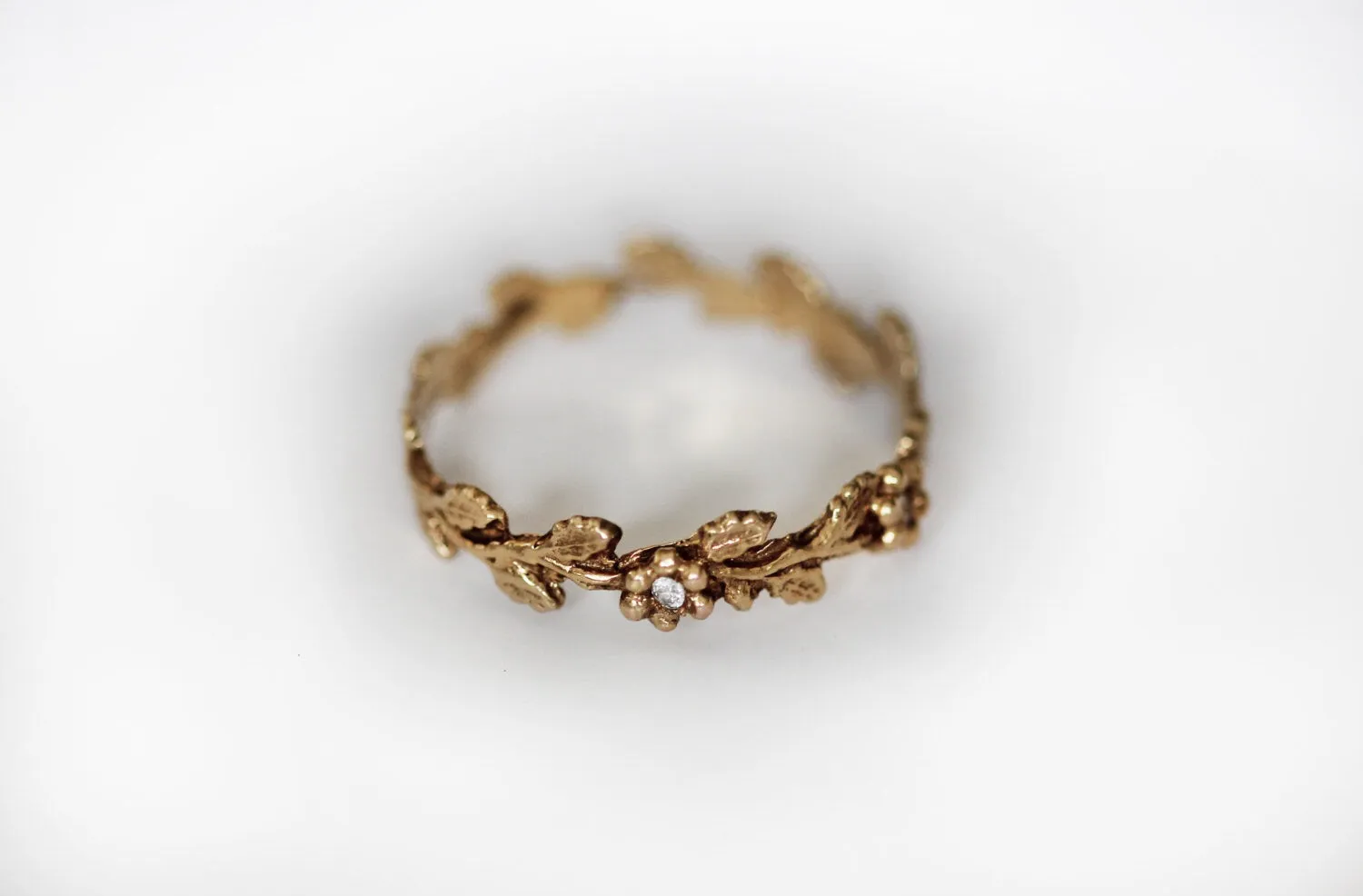 Preorder * Floral Branch Unique Diamond Leaf Gold Ring