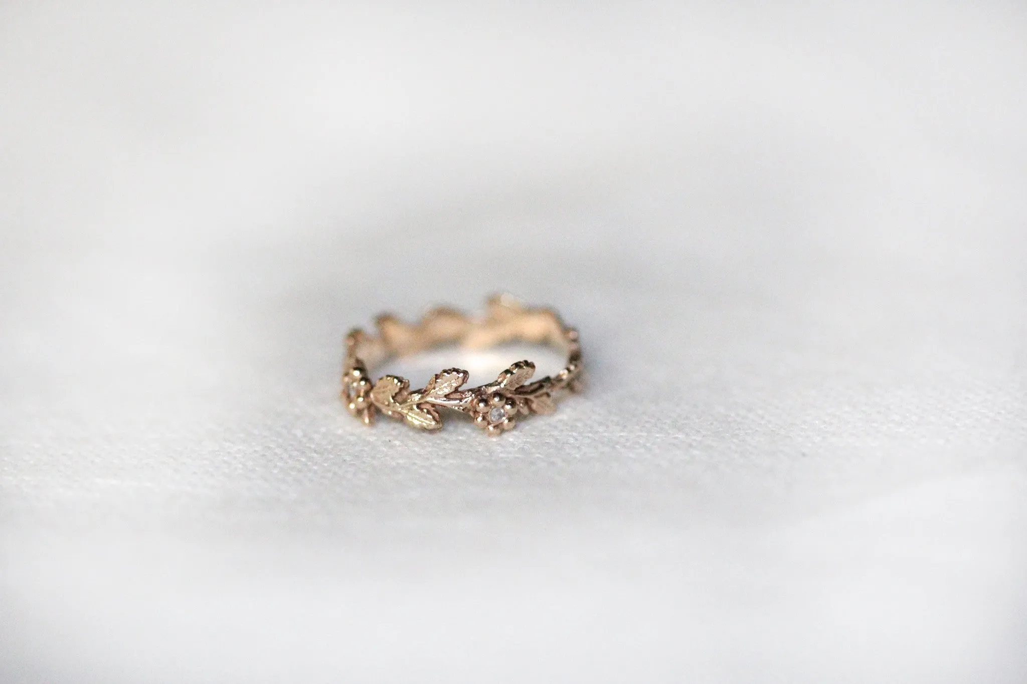 Preorder * Floral Branch Unique Diamond Leaf Gold Ring