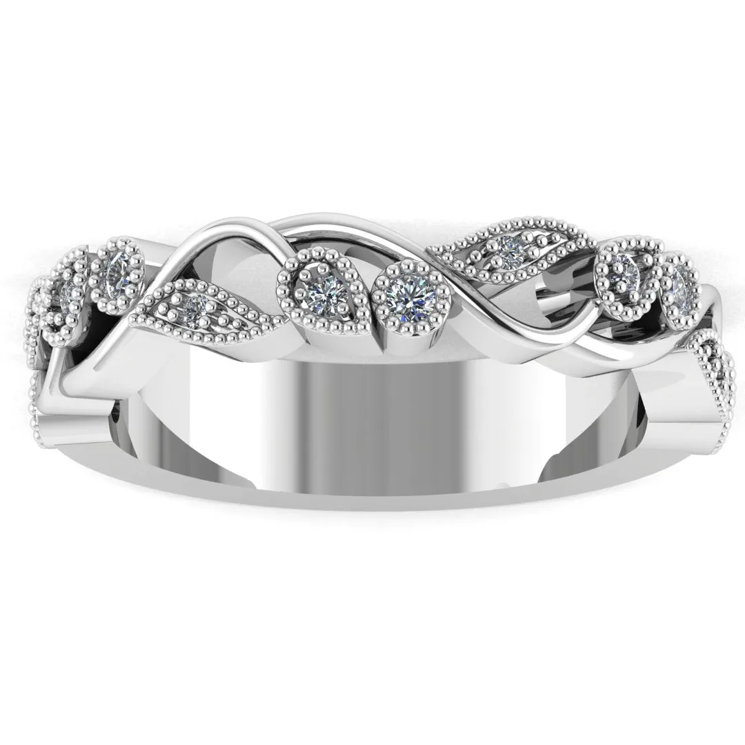 "Embry" Sparkling Leaf Foliage 0.10ct Diamond Eternity Ring ET71