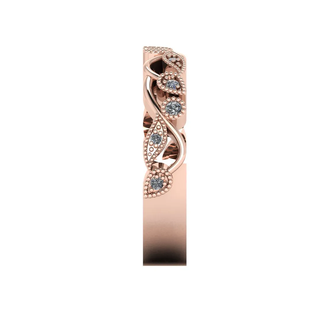 "Embry" Sparkling Leaf Foliage 0.10ct Diamond Eternity Ring ET71