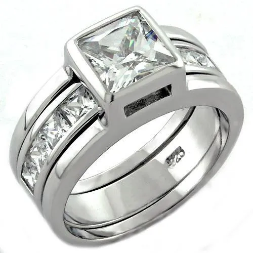 Rhodium 925 Sterling Silver Ring with AAA Grade CZ in Clear for Women Style LOAS1034