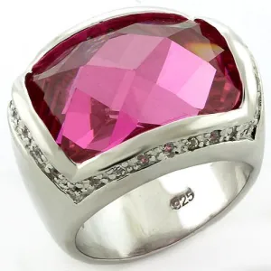 Rhodium 925 Sterling Silver Ring with AAA Grade CZ in Rose for Women Style LOAS818