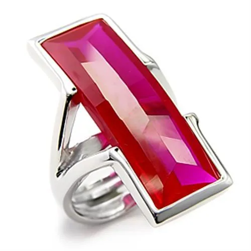 Rhodium 925 Sterling Silver Ring with Synthetic Garnet in Ruby for Women Style 7X248