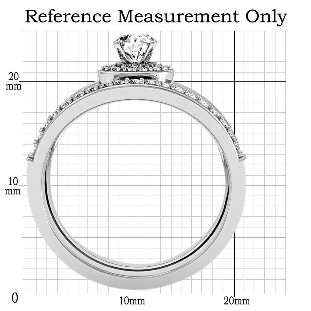 Rhodium Brass Ring with AAA Grade CZ in Clear for Women Style 1W164