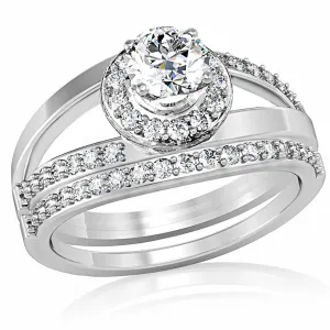 Rhodium Brass Ring with AAA Grade CZ in Clear for Women Style 1W164