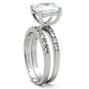 Rhodium Brass Ring with AAA Grade CZ in Clear for Women Style 3W102