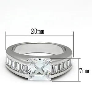 Rhodium Brass Ring with AAA Grade CZ in Clear for Women Style LOA843