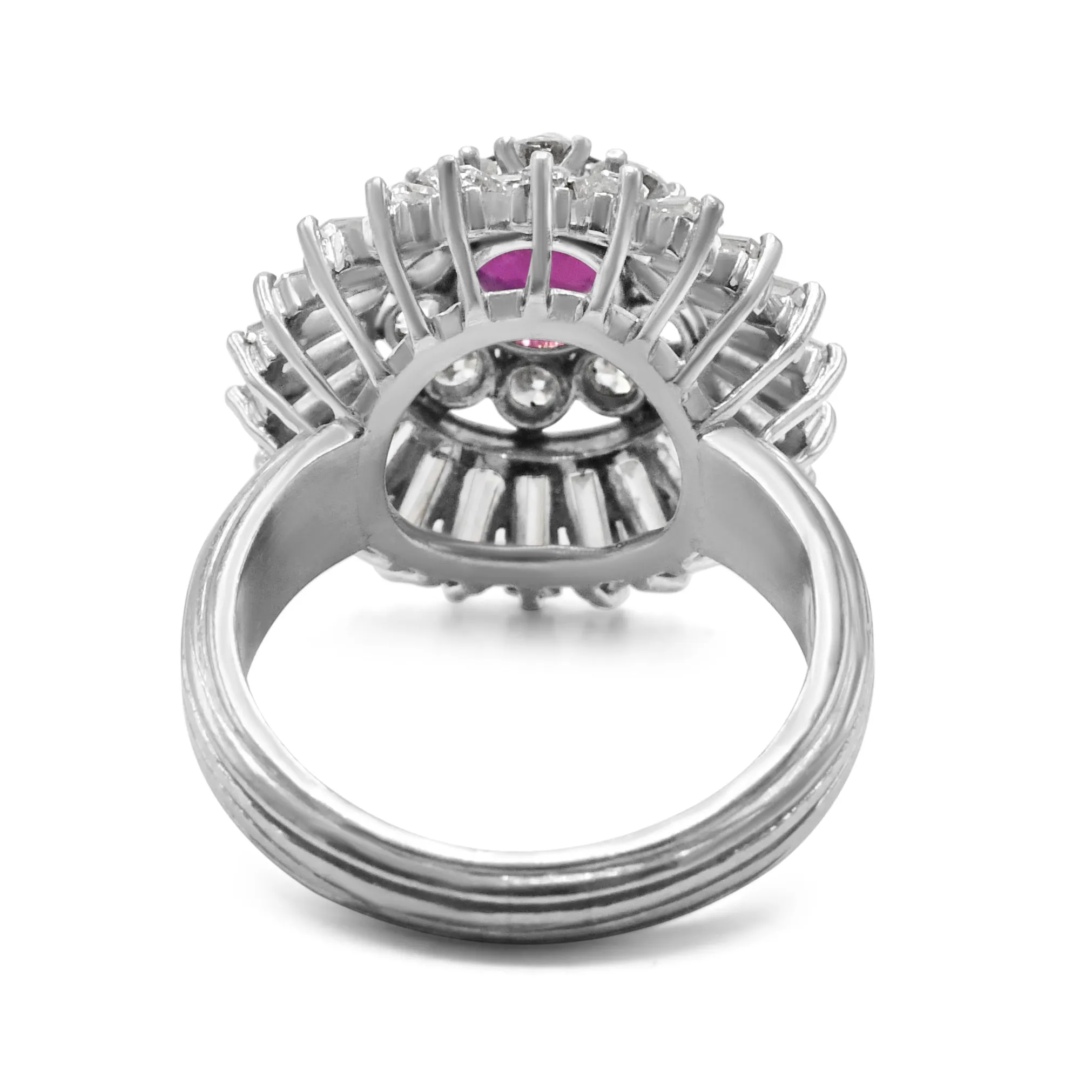 Ruby And Diamond 2 Row Cluster Cocktail Ring