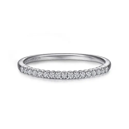 Sorrento - 14K White Gold Shared Prong Set Diamond Wedding Band - 0.1ct