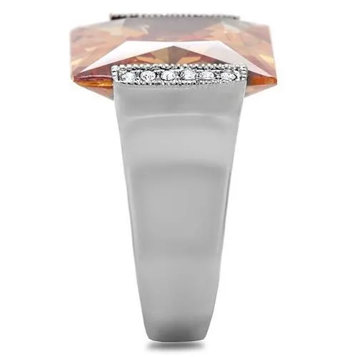 Stainless Steel Ring AAA GRD CZ Champagne TK174 for Women Style High