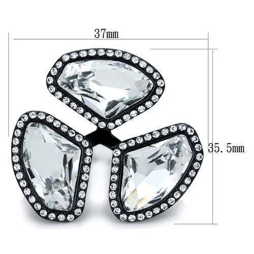 Stainless Steel Ring Top GRD Crystal Clear TK1619 for Women Style BlackIon