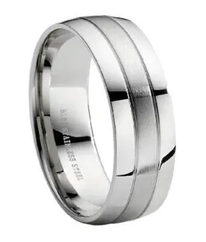 Stainless Steel Wedding Band-8mm