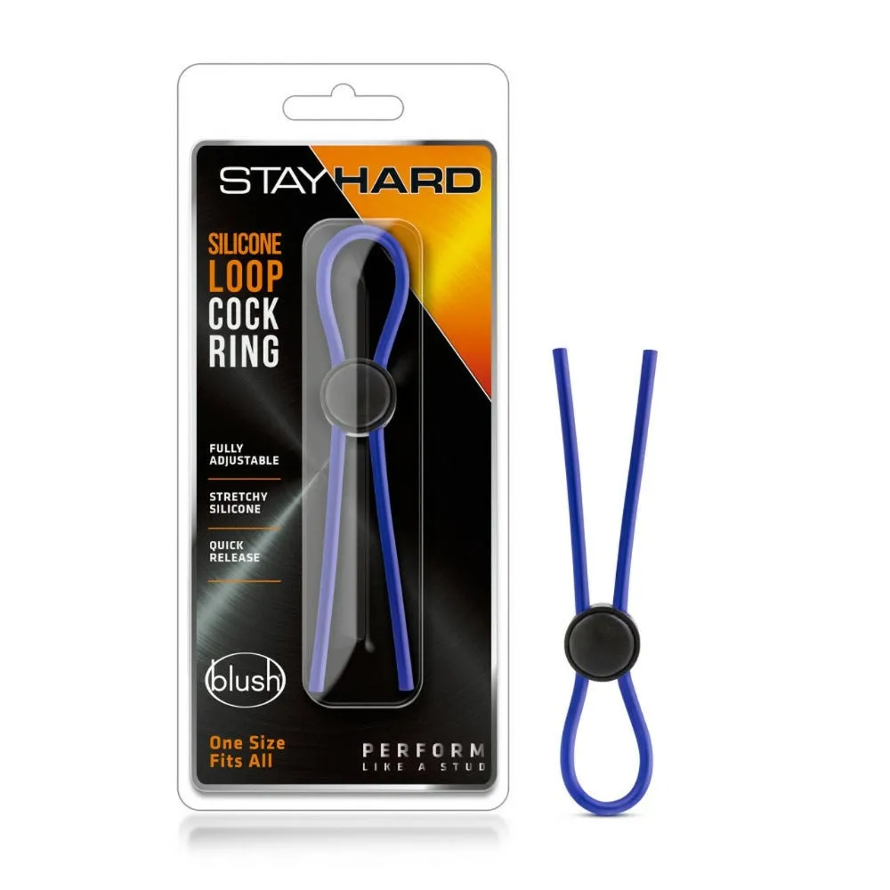 Stay Hard Silicone Loop Cock Ring - Blue