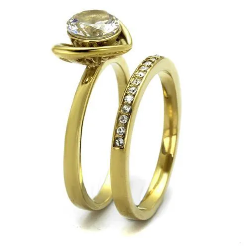 Steel Ring AAA GRD CZ Clear TK2295 for Women Style Plating