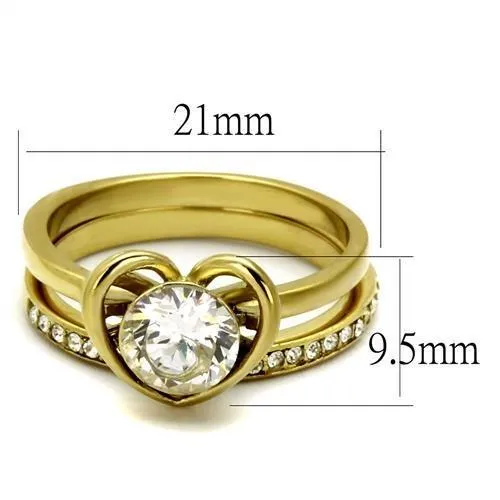 Steel Ring AAA GRD CZ Clear TK2295 for Women Style Plating