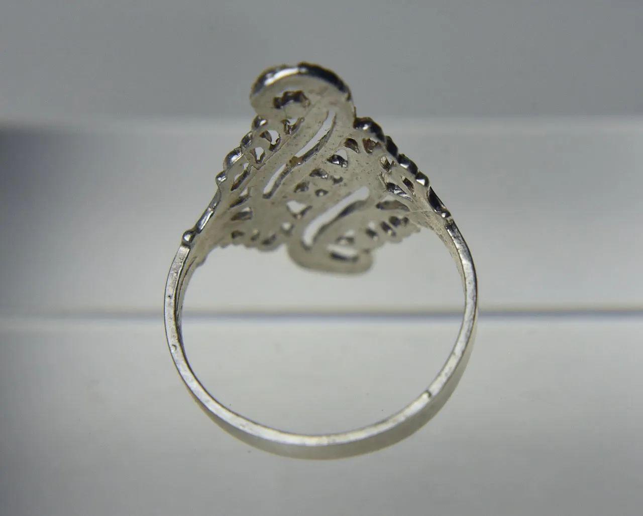 Sterling Silver Pierced Laser Cut Design Ring - Size 7