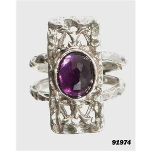 Sterling Silver Ring. Amethyst Ring. Israeli handcrafted ring sterling silver 925 set with amethyst