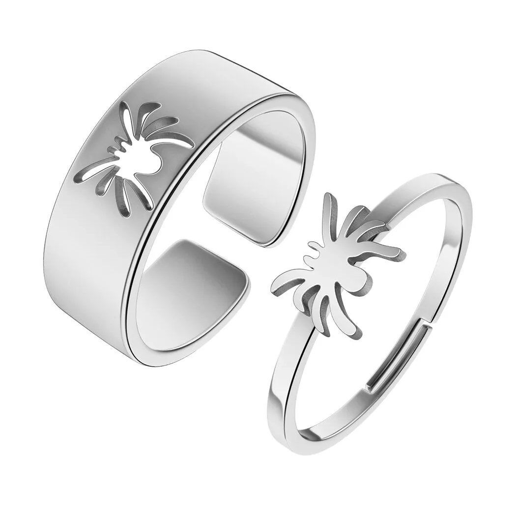 Unique Adjustable Double Spider Ring Set for Couples and Friends