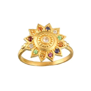 Vibrant Self Multi Stone Lotus Ring