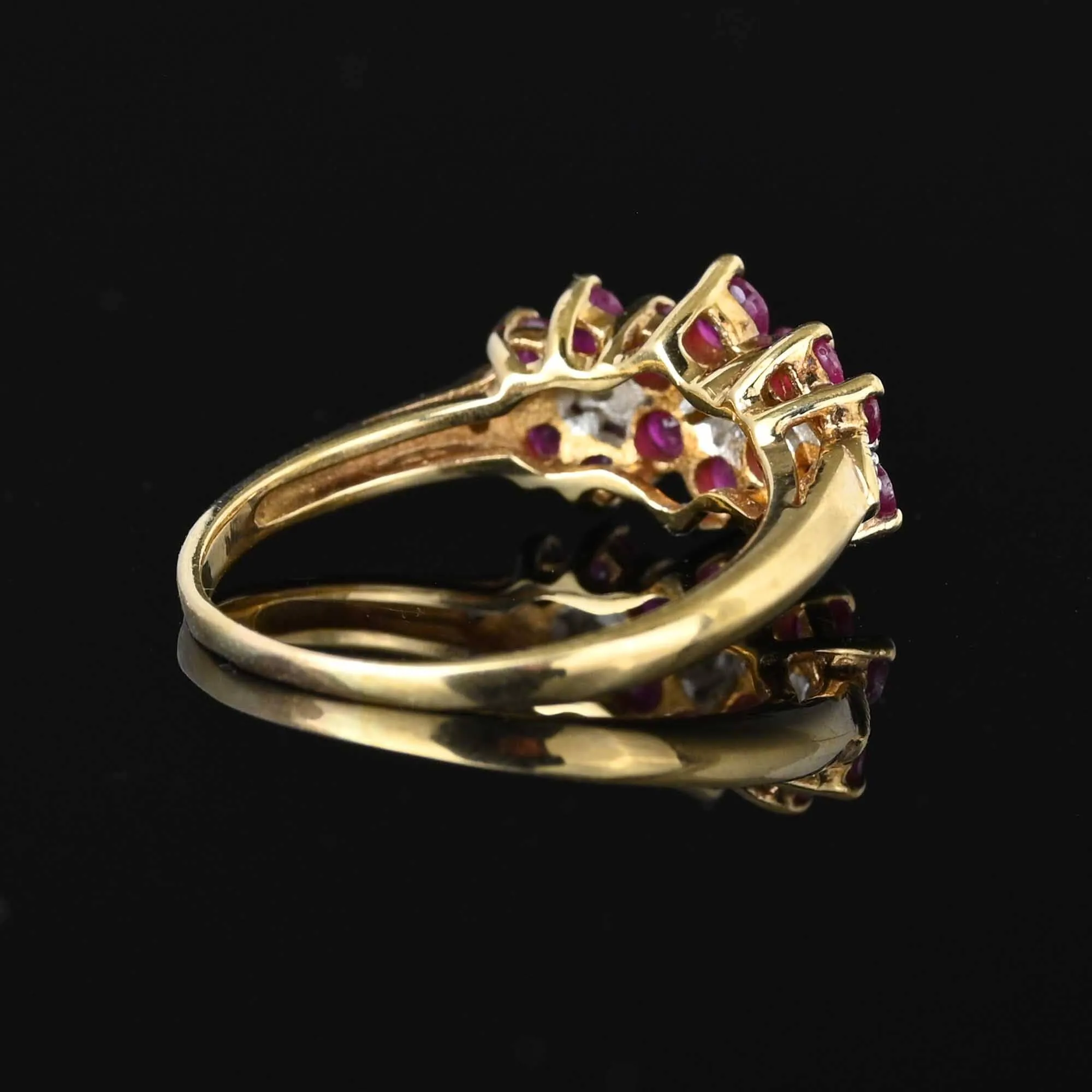 Vintage Art Deco Style Diamond Ruby Cluster Ring