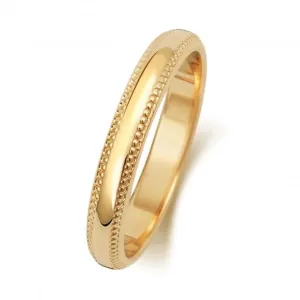 Wedding Band 18K D Shape Millgrain 3 mm-1.15 Wedding  Ring WQ183L