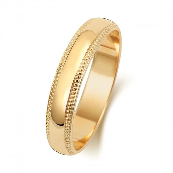 Wedding Band 18K D Shape Millgrain 4 mm-1.2 Wedding  Ring WQ184L