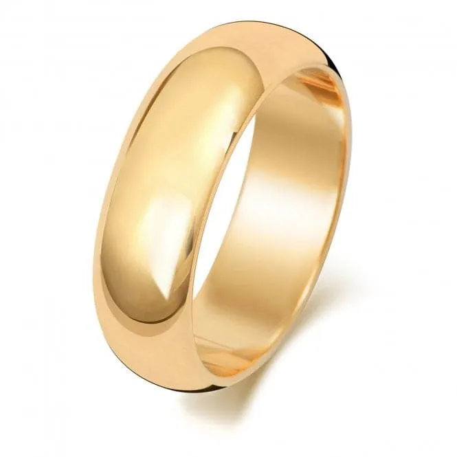 Wedding Band 9ct   D Shape 6mm Wedding  Ring W106H