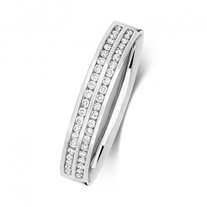 Wedding Band 9ct White Gold Diamond Two Row Wedding 3.6mm Ring RD724W